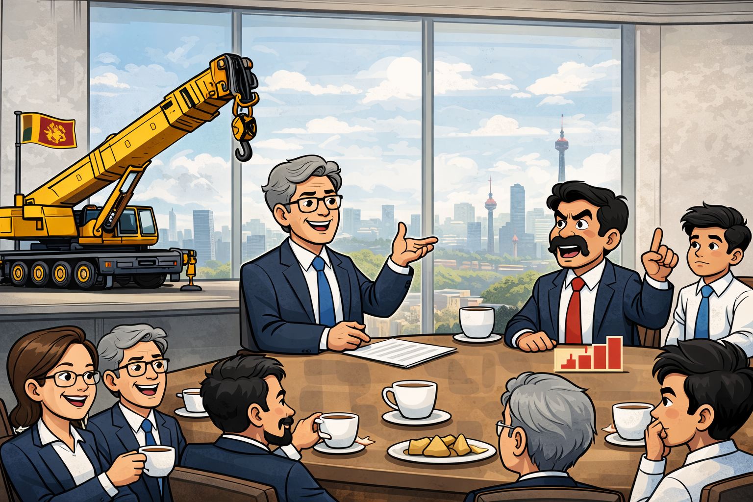 Corporate discussion with crane view (2)